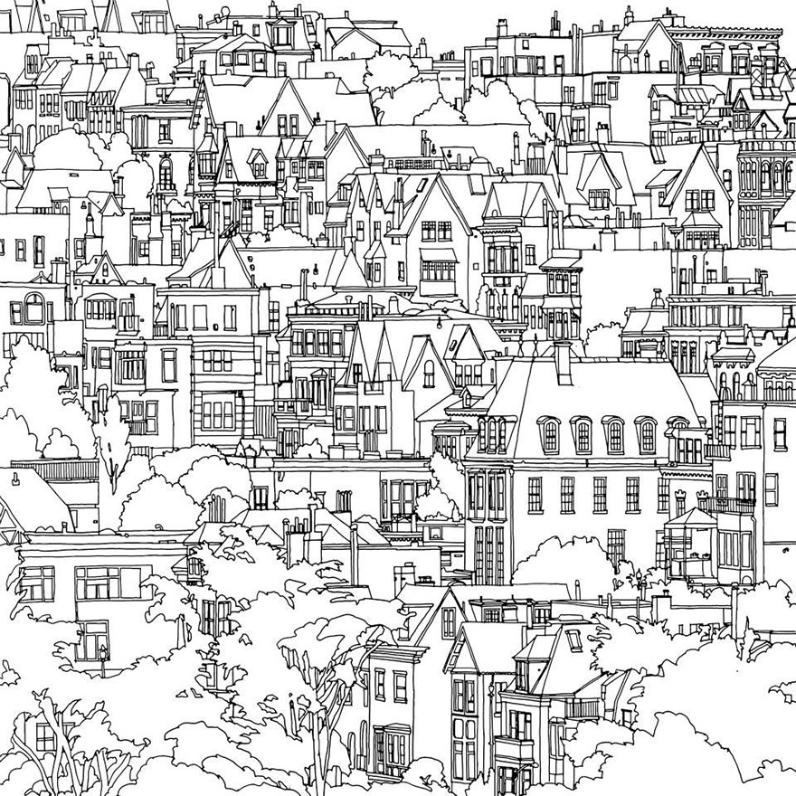 Coloriage Xxl Appartements Dans La Forêt - Xxl à imprimer