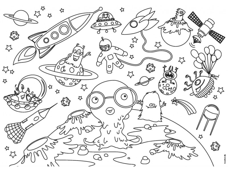 Coloriage Xxl Espace Planète Extra Teresstre - Xxl à imprimer