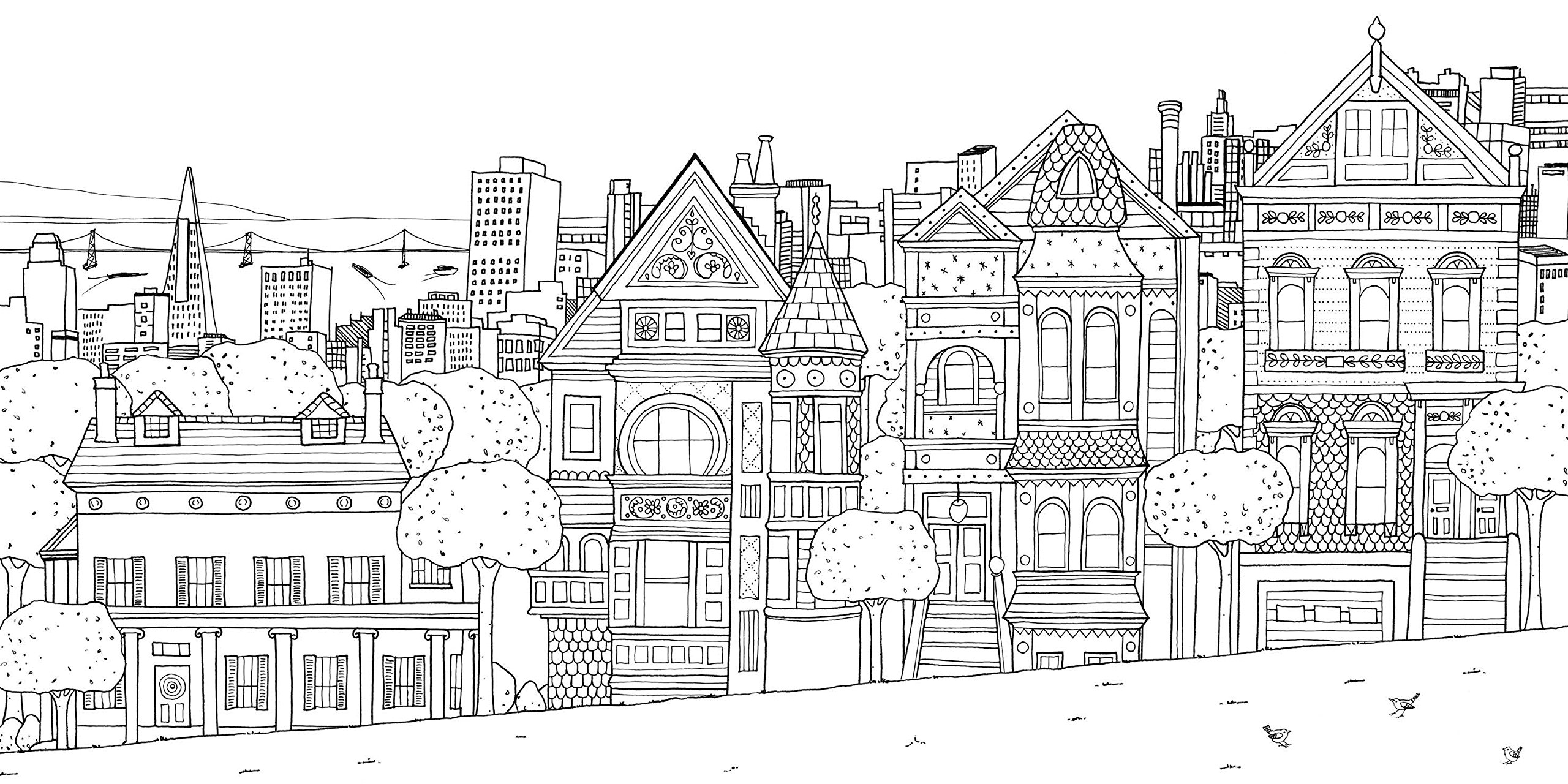 Coloriage Xxl Maison Appartements Ville - Xxl à imprimer