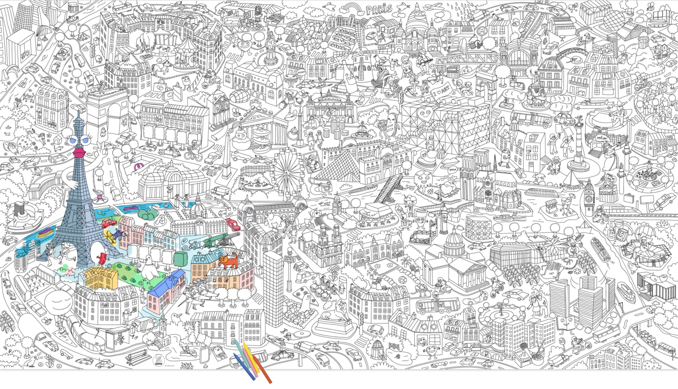 Coloriage Xxl Ville De Paris France - Xxl à imprimer