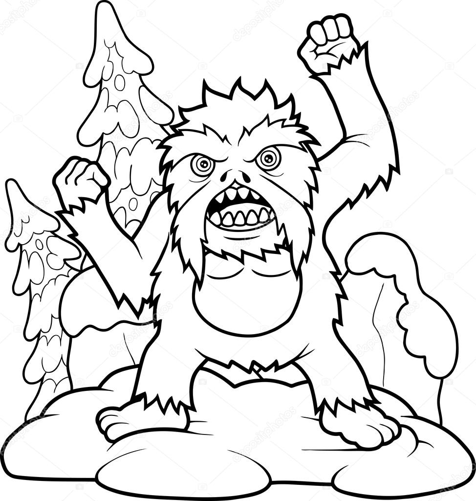 Coloriage Yeti Bigfoot Fait Peur Aux Touristes - Yeti à imprimer