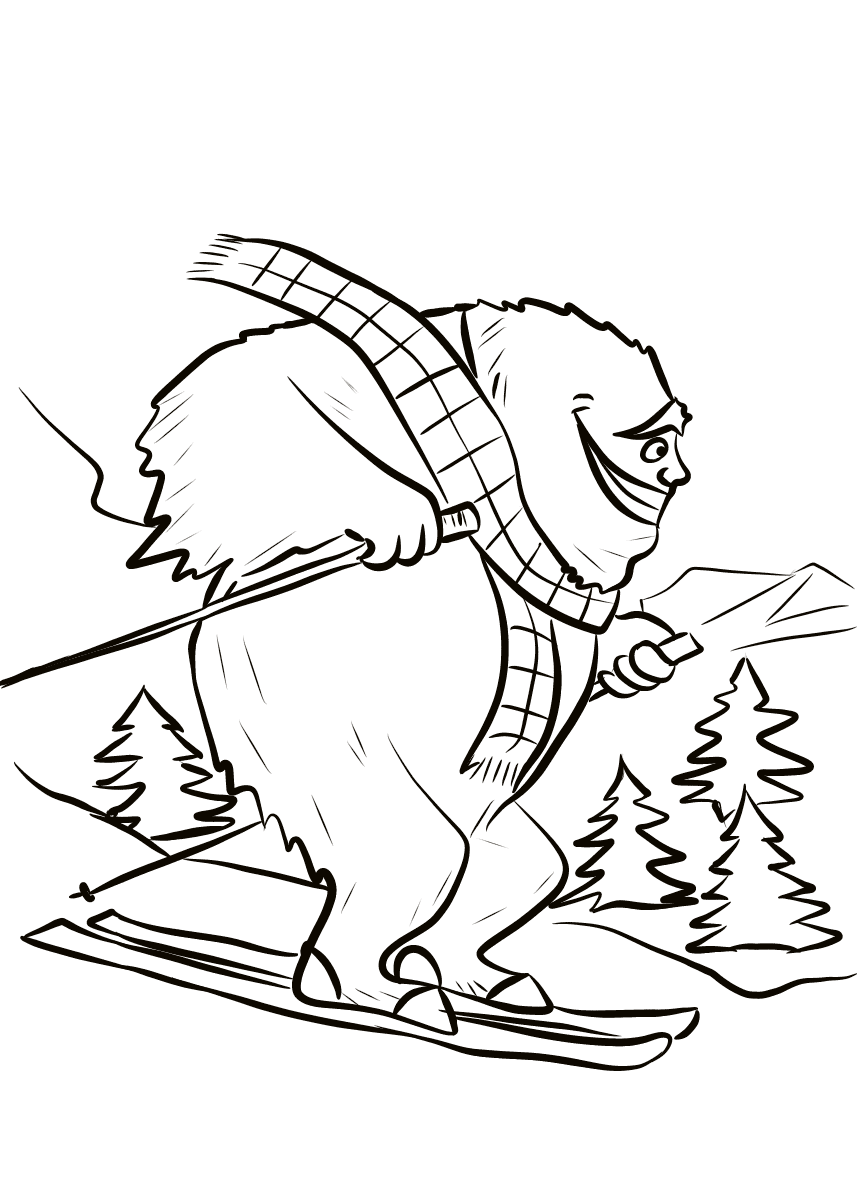 Coloriage Yeti Fait Du Ski - Yeti à imprimer