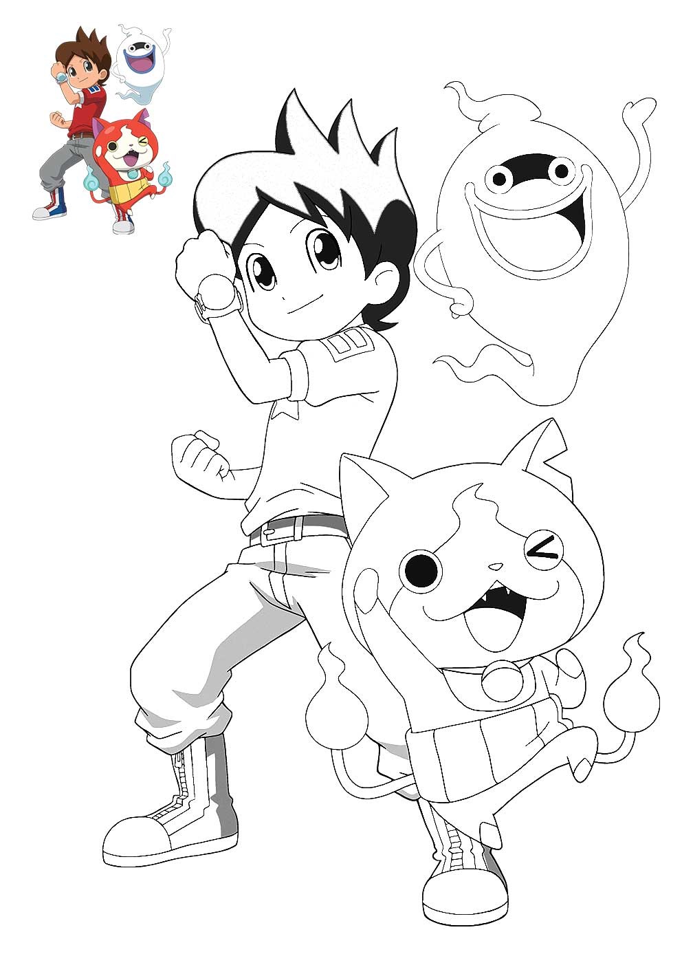 Coloriage Yo Kai Watch Jibanyan en action - Yokai watch à imprimer