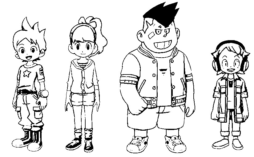 Coloriage Yo Kai Watch Nathan Adams Katie Forrester Remi Blaise Matthieu Descartes - Yokai watch à imprimer