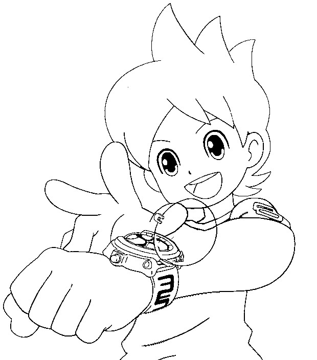 Coloriage Yo Kai Watch Nathan Adams - Yokai watch à imprimer
