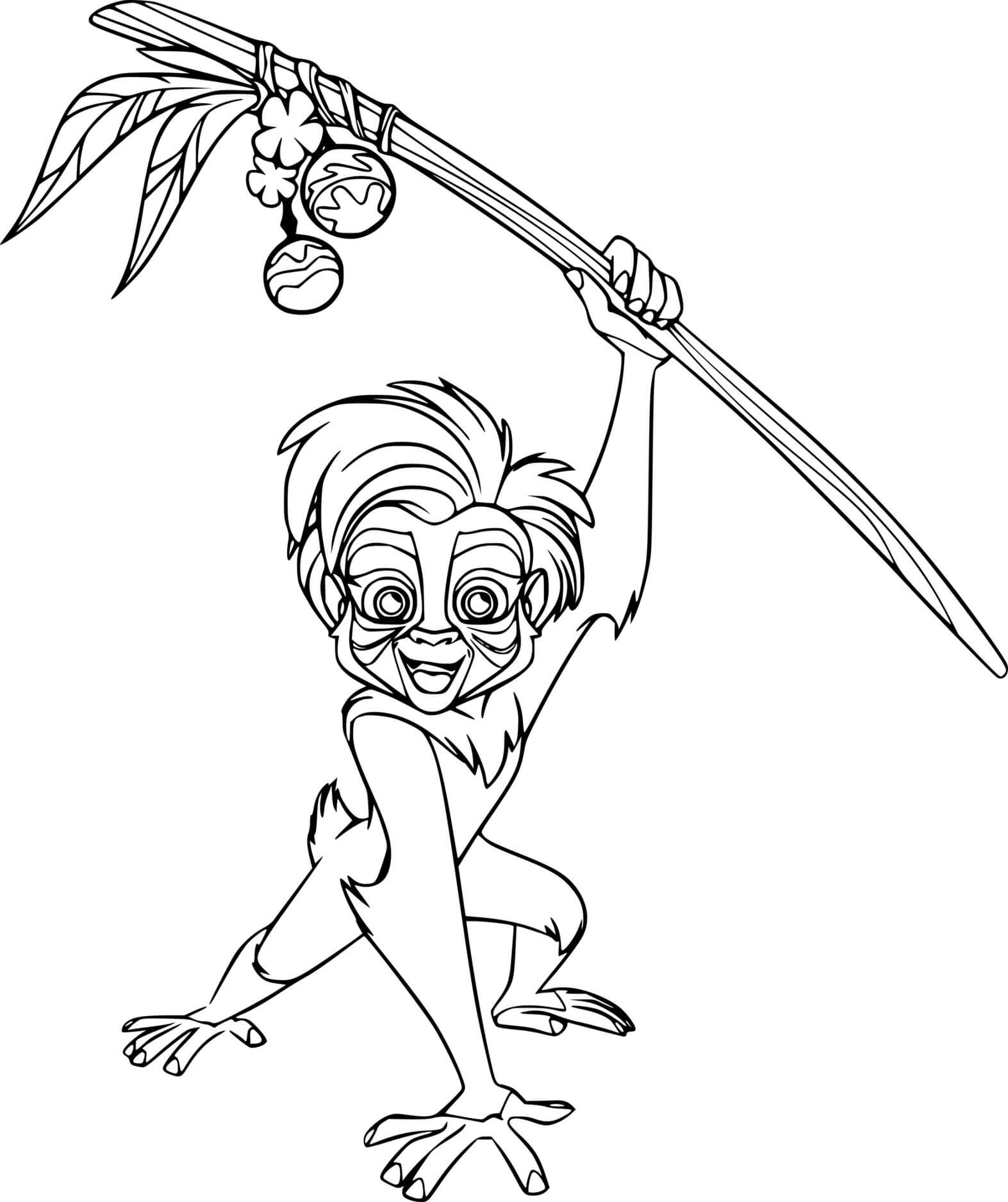 Coloriage Young Rafiki - La Garde du Roi lion à imprimer