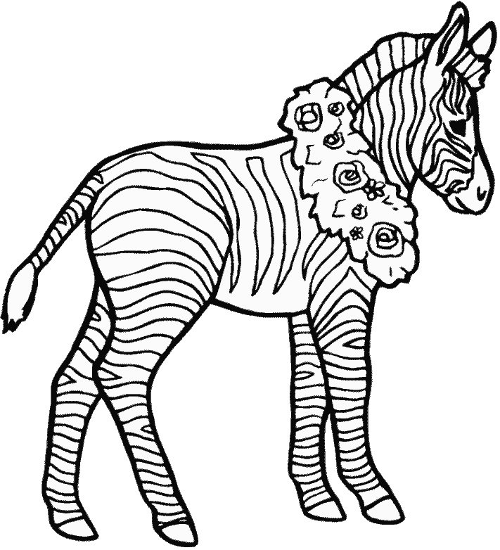 Coloriage Zèbre Et Collier De Fleurs - Animaux à imprimer