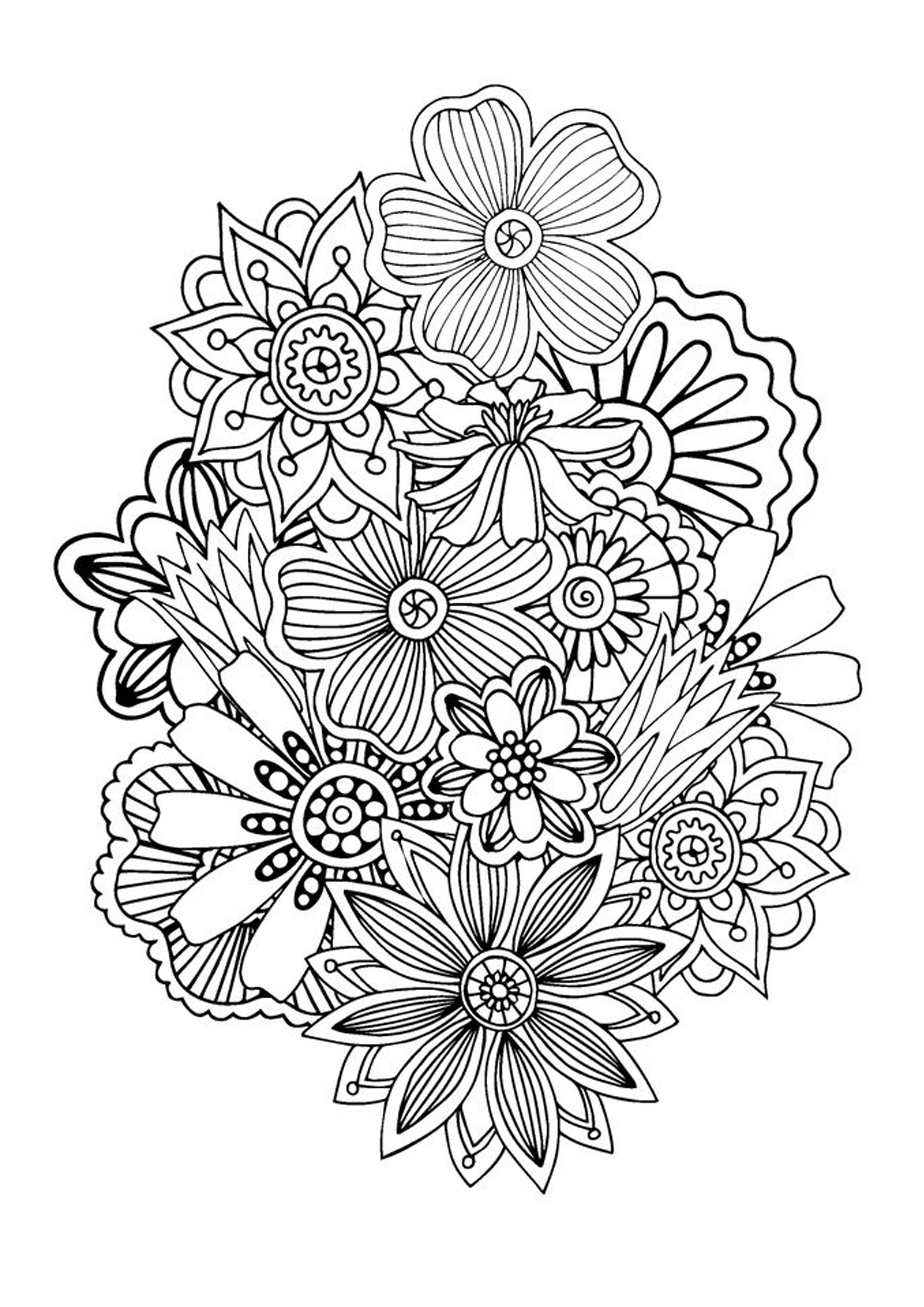 Coloriage Zen Antistress Abstract Pattern Flowers By Juliasnegireva - Adulte animaux à imprimer