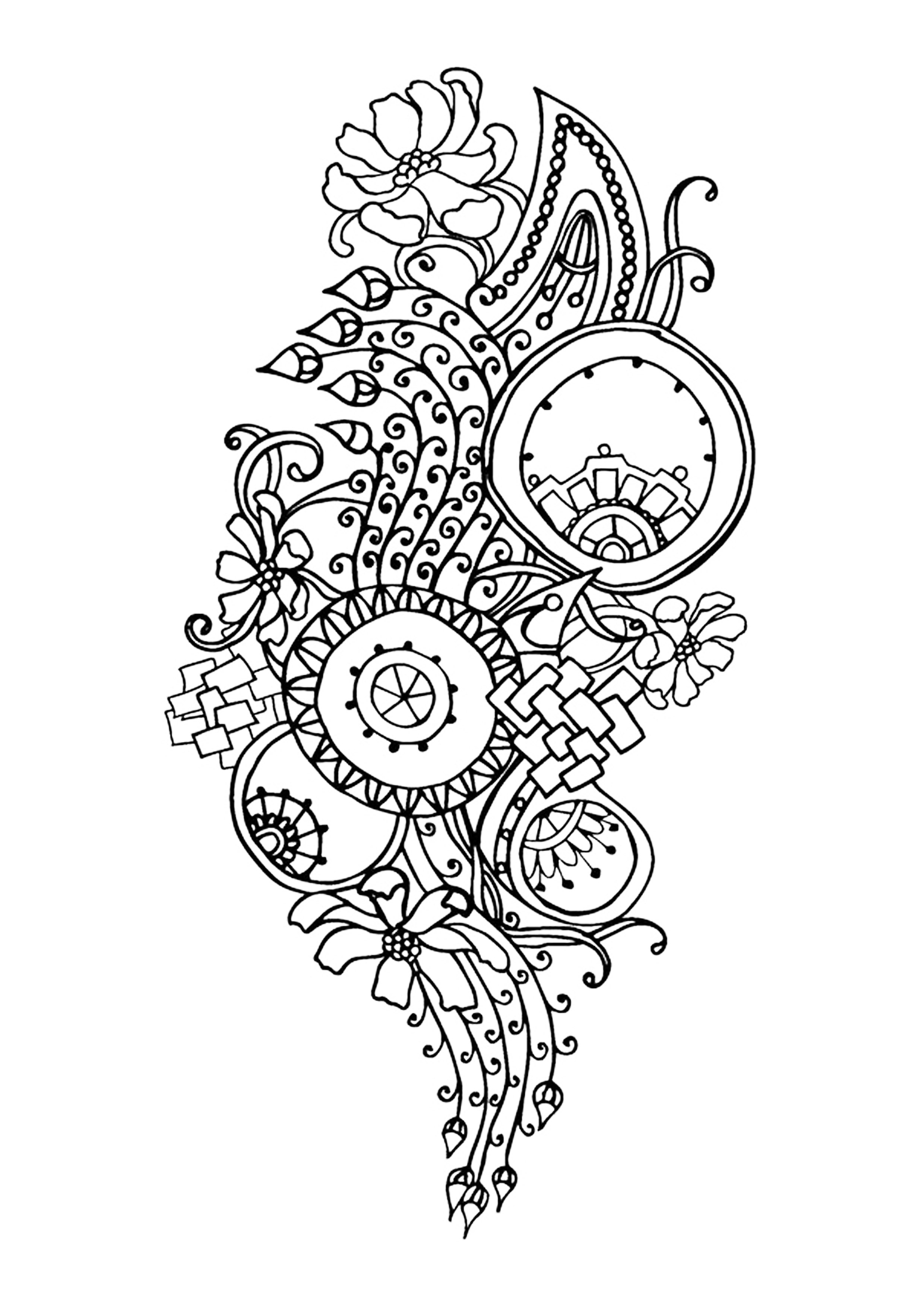 Coloriage Zen Antistress Motif Abstrait Inspiration Florale 6 Par Juliasnegireva - Adulte à imprimer