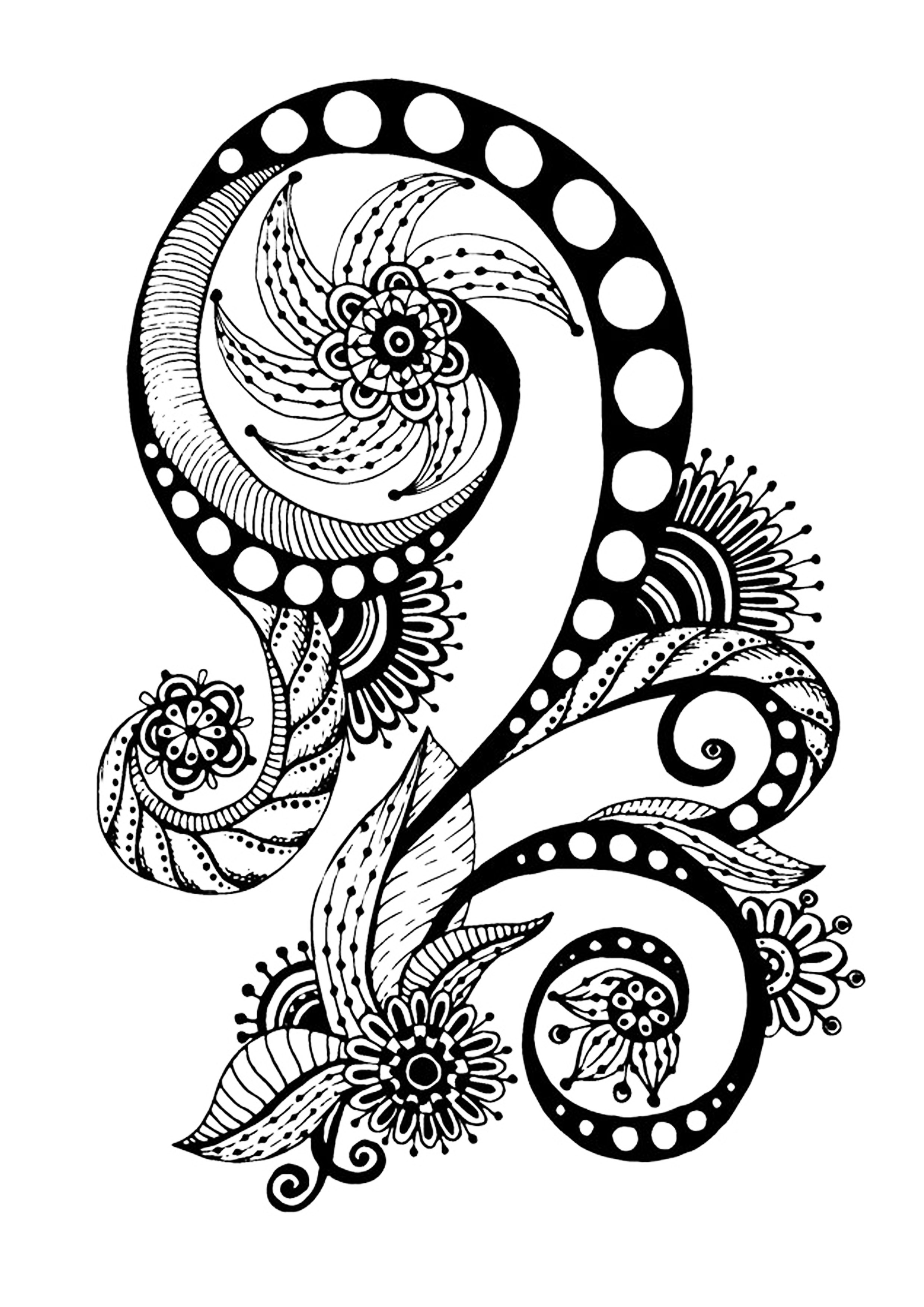 Coloriage Zen Antistress Motif Abstrait Inspiration Florale 7 Par Juliasnegireva - Adulte à imprimer