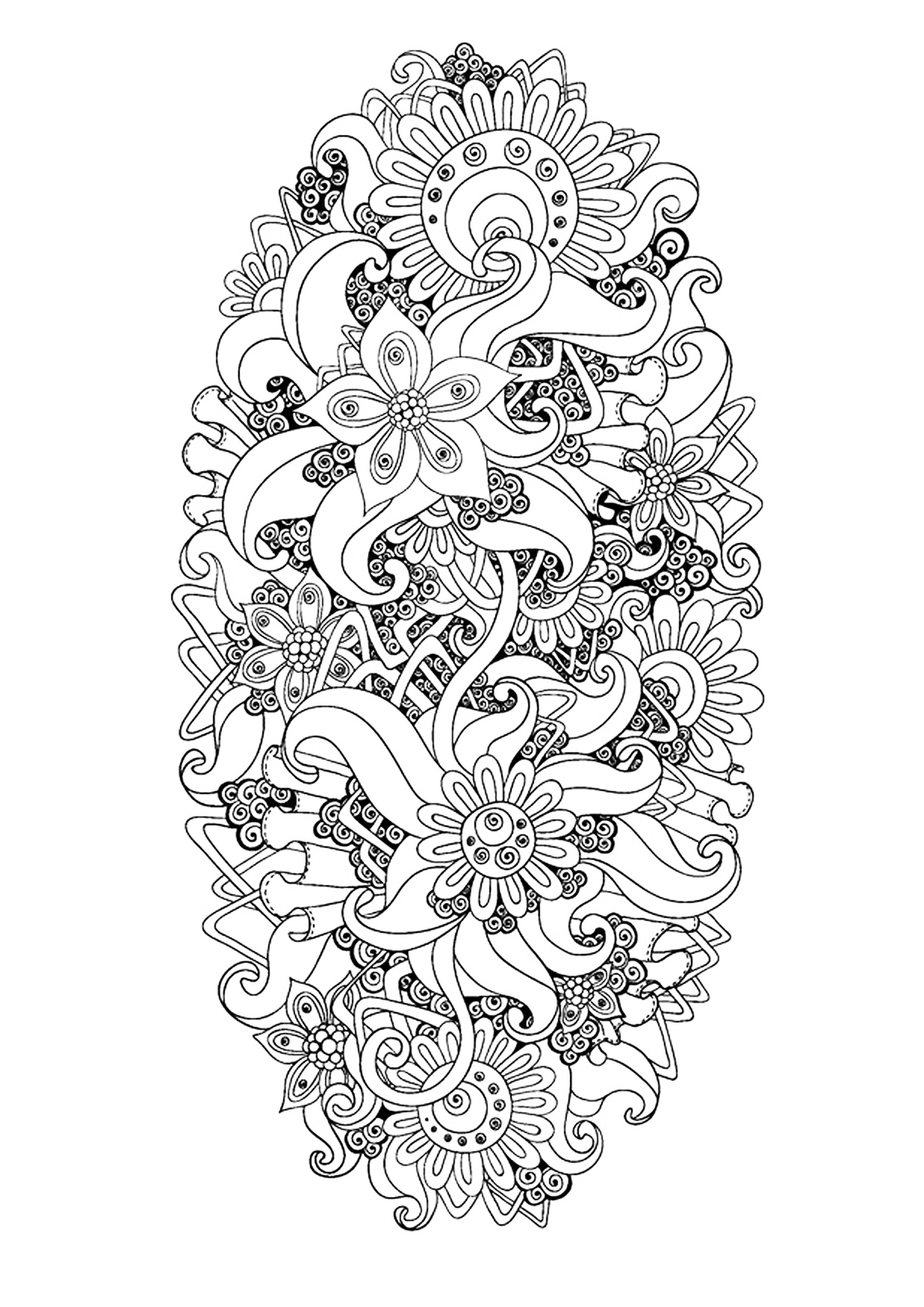 Coloriage Zen Antistress Motif Abstrait Inspiration Florale 9 Par Juliasnegireva - Adulte à imprimer