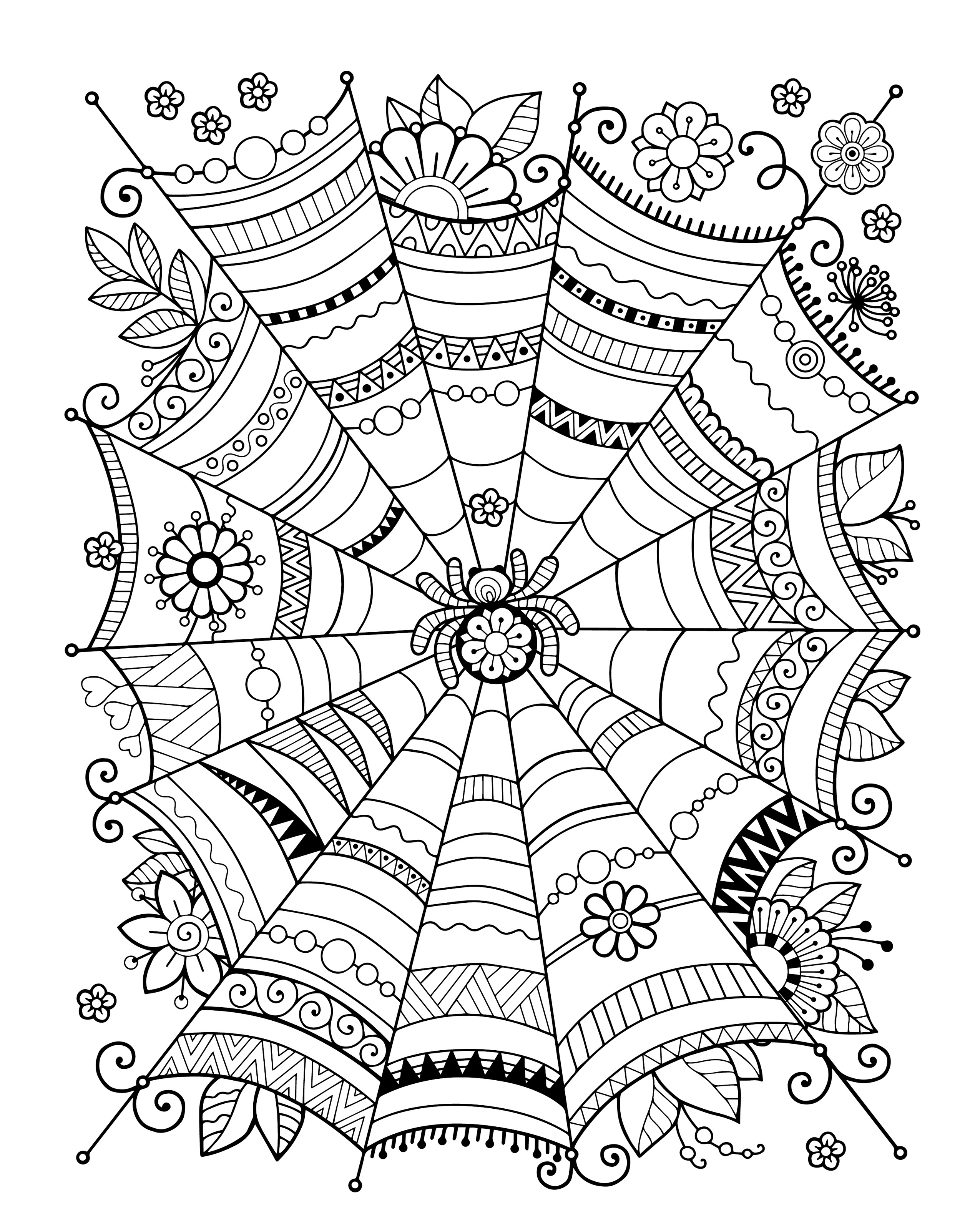 Coloriage Zentangle Araignée Adulte Halloween - Halloween à imprimer
