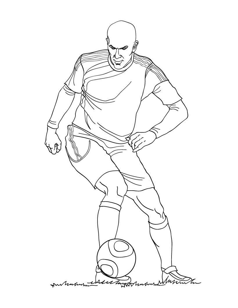 Coloriage Zinedine Zidane Joueur De Foot France - Foot à imprimer