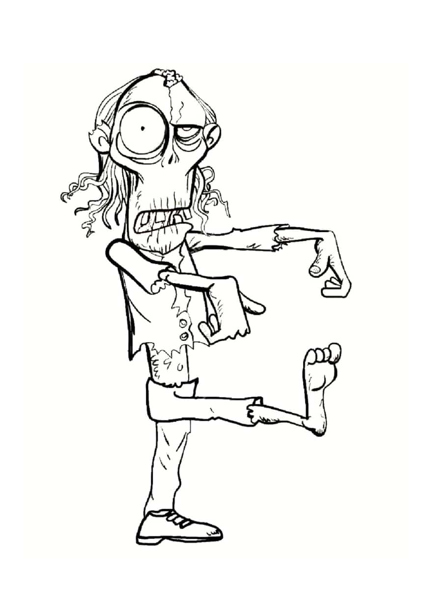 Coloriage Zombi Avec Un Air Absent - Zombie à imprimer