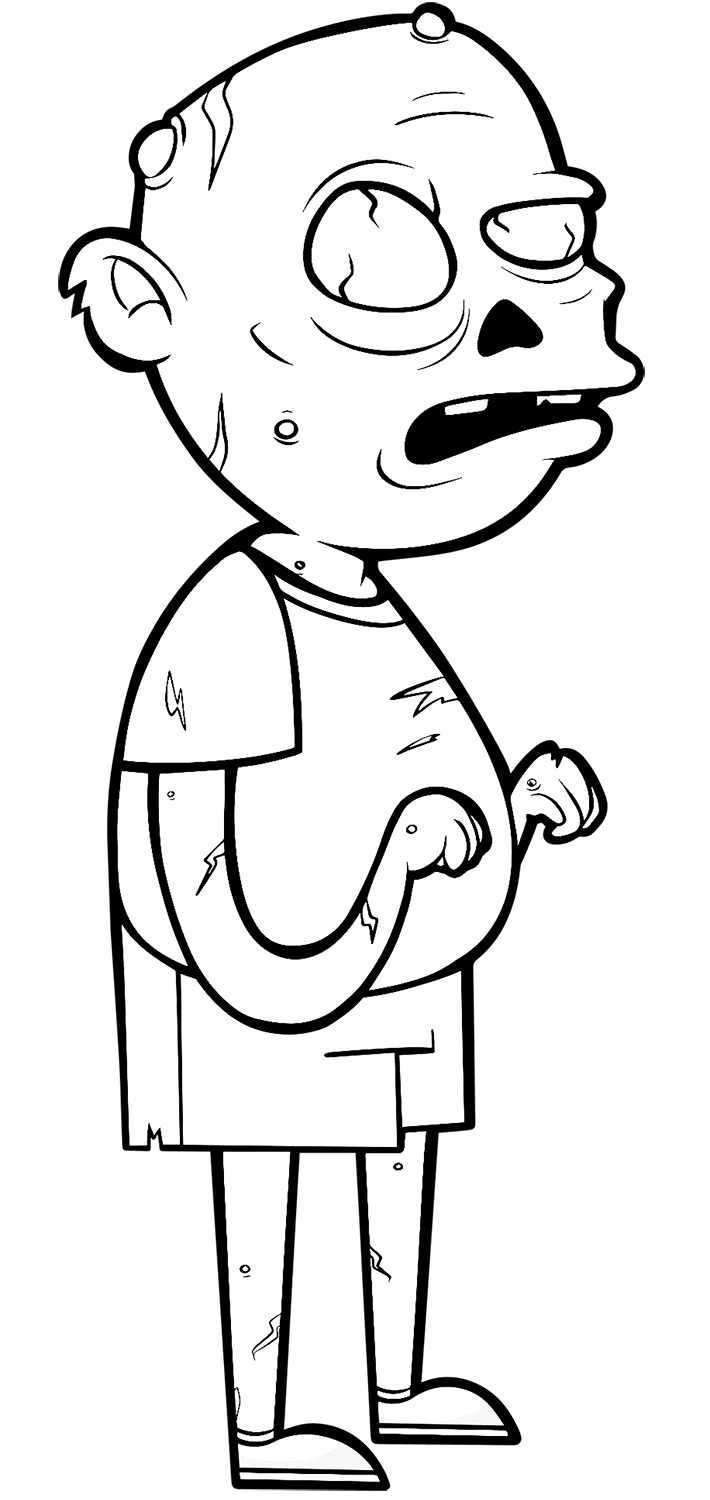 Coloriage Zombi Habitat Cimetiere - Zombie à imprimer