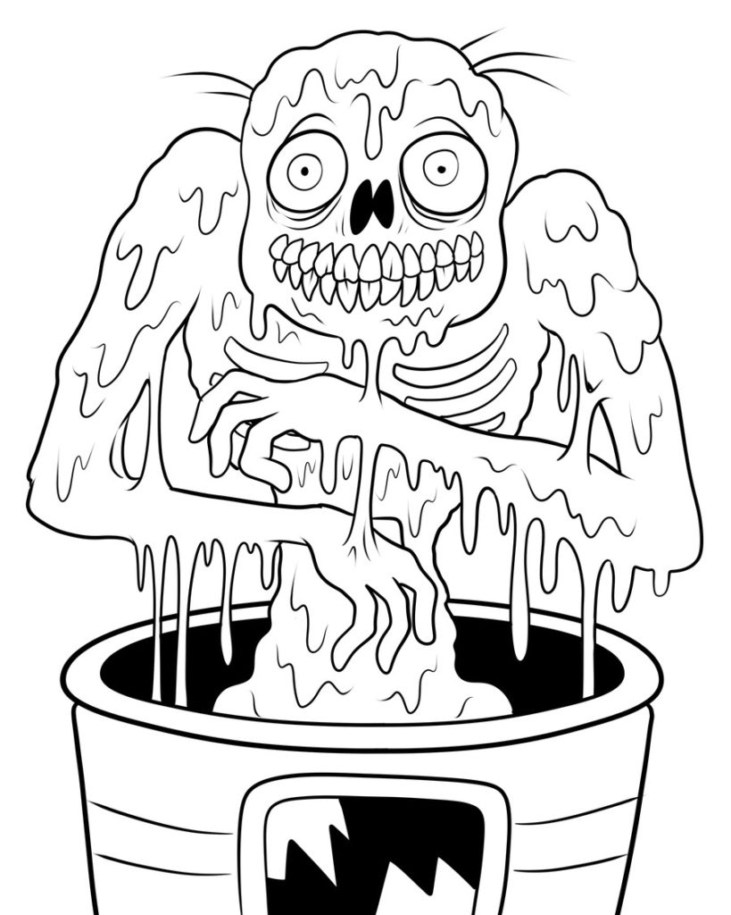 Coloriage Zombie Comportement Violent - Zombie à imprimer