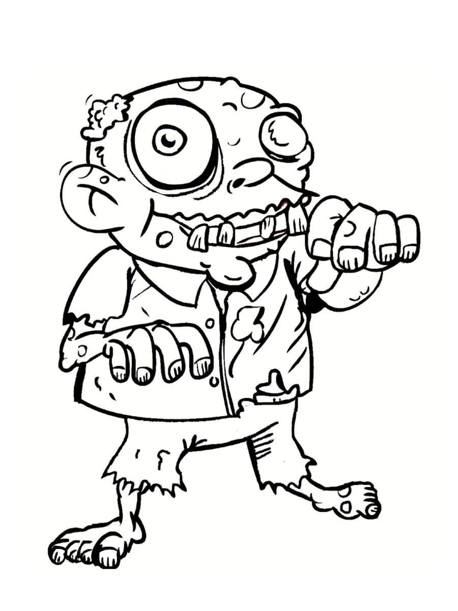 Coloriage Zombie Grand Père - Zombie à imprimer