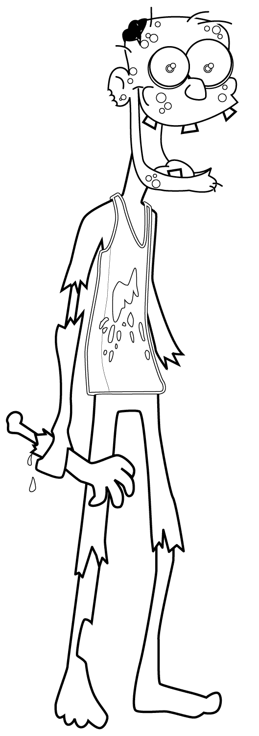 Coloriage Zombie Heureux - Zombie à imprimer