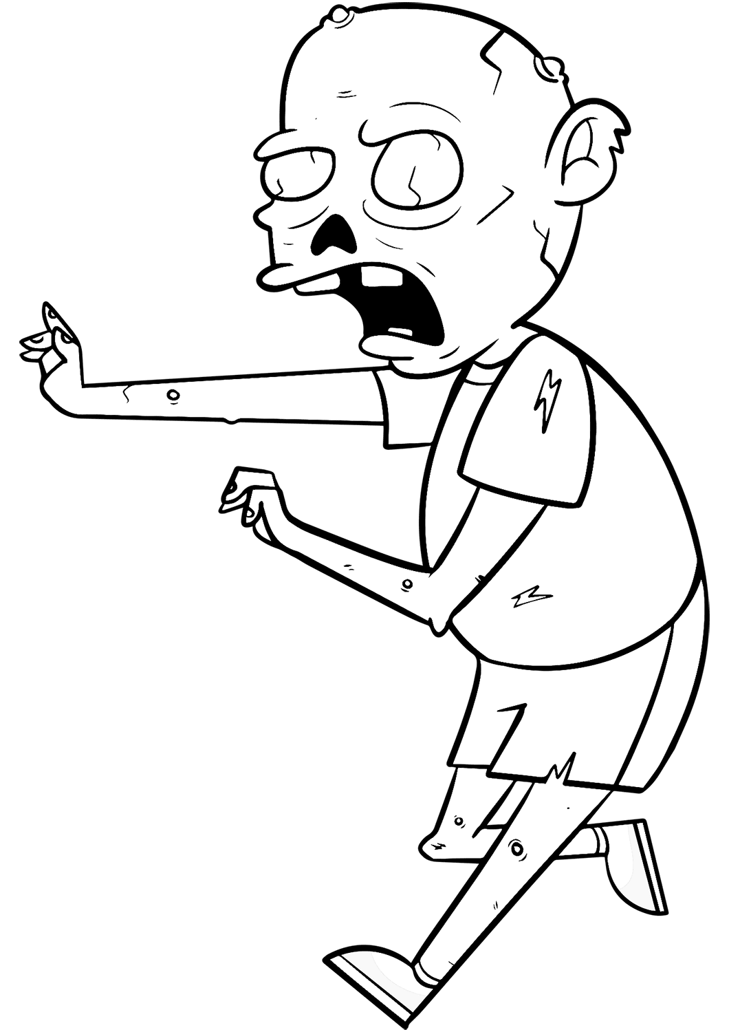 Coloriage Zombie Veut Combattre - Zombie à imprimer