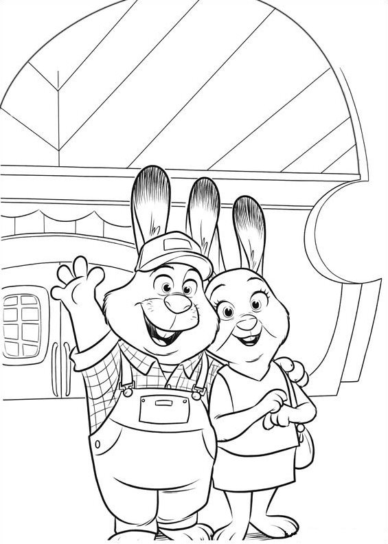 Coloriage Judy Hopps et Nick Wilde à Zootopie - Zootopie à imprimer