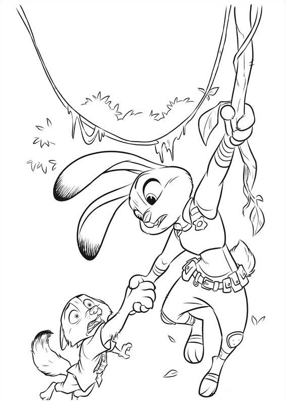 Coloriage Judy Hopps et Nick Wilde dans Zootopie - Zootopie à imprimer