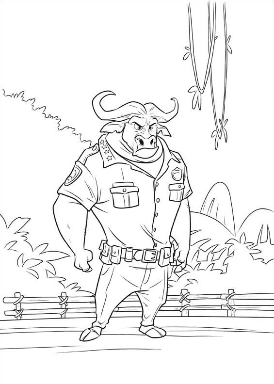 Coloriage Personnages de Zootopie en aventure urbaine - Zootopie à imprimer