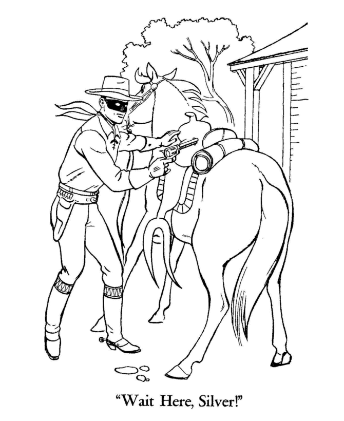 Coloriage Zorro Avec Un Fusil Et Son Cheval - Zorro à imprimer