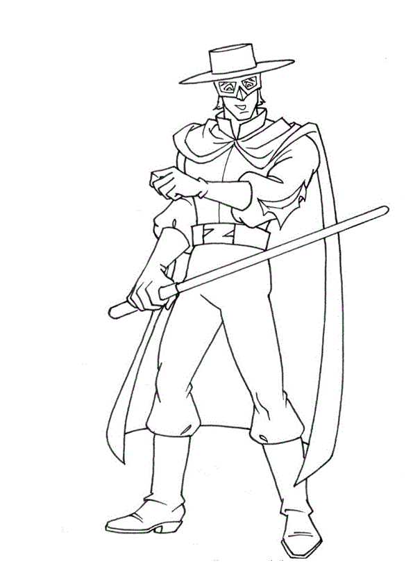 Coloriage Zorro Combat L'Injustice - Zorro à imprimer