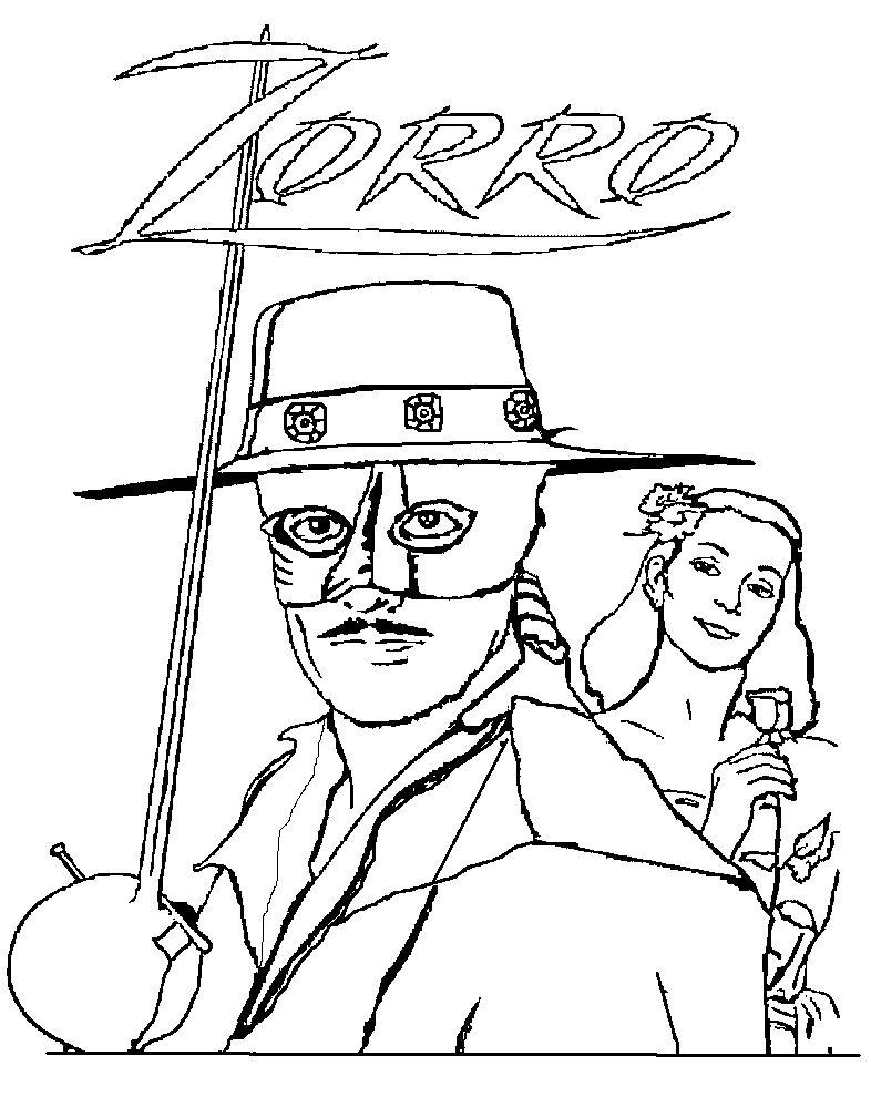 Coloriage Zorro Le Justicier Masque - Zorro à imprimer