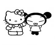 Coloriage pucca et hello kitty