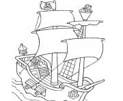 Coloriage bateau de pirate