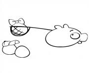 Coloriage angry birds cochon avec oeuf au filet