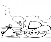 Coloriage angry birds western deux cowboys