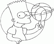 Coloriage Bart joue au basket ball