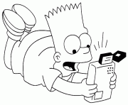 Coloriage Bart joue avec une console de jeux