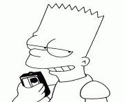 Coloriage Bart Simpson tient un magnetophone