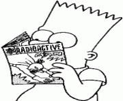 Coloriage Bart lis une bande dessinee