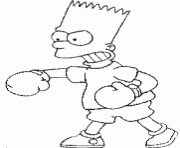 Coloriage Bart Simpson est un boxeur