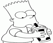 Coloriage Bart bois un soda