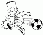 Coloriage Bart joue au foot