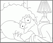 Coloriage The simpsons Marge in bed