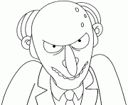 Coloriage dessin simpson Mr Burns de face