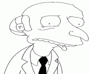 Coloriage dessin simpson Mr Burns a les yeux rouges