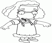 Coloriage dessin simpson Milhouse deguise en fille