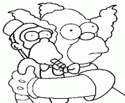 Coloriage dessin simpson Krusty et le singe Teeny