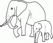 Coloriage dessin animaux elephants et elephanteau