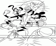 Coloriage dessin Dingo et Mickey jouent au basket