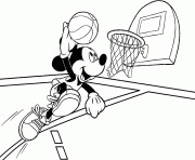 Coloriage dessin Mickey joue au basket