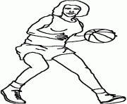 Coloriage dessin joueuse de basketball avec unballon