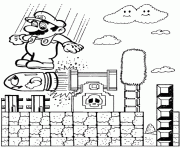 Coloriage Mario saute sur une bombe